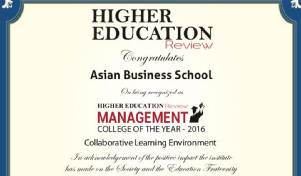 “Higher Education Review Award” Conferred